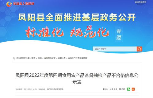 滁州市鳳陽縣2022年第四期食用農產品抽檢結果 不合格信息公示與消費提示